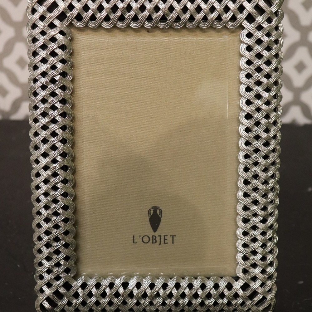 L'Objet Silver Braid Photo Frame 4x6 in Box NEW